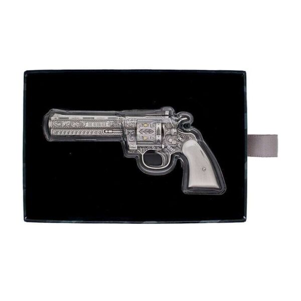 2023 Chad 2 oz Silver Revolver Gun Shaped Antiqued High Relief Coin .999 (w/Box)