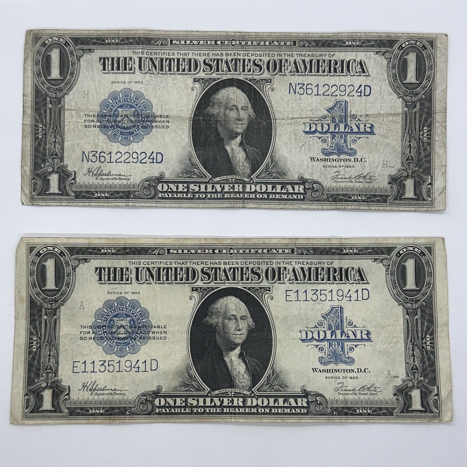 Rare 1923 $1 One Dollar US Silver Certificate Blue Seal Large Horse Blanket Note_10