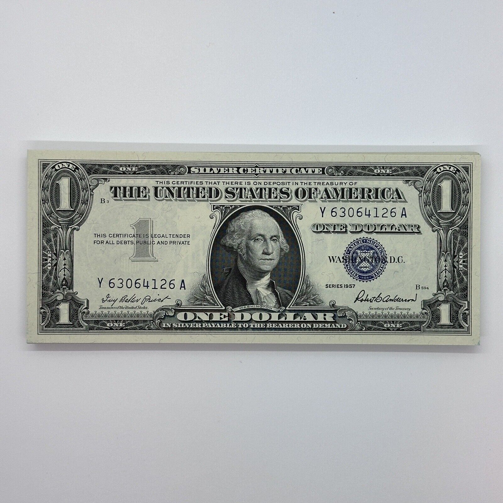 Rare 1957 $1 Dollar Blue Seal Silver Certificate Bill Crisp Uncirculated Note_2