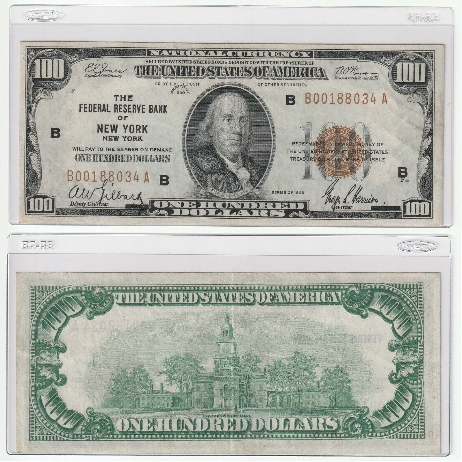 1929 $100 One Hundred Dollar Brown Seal National Currency Note New York Fed_0