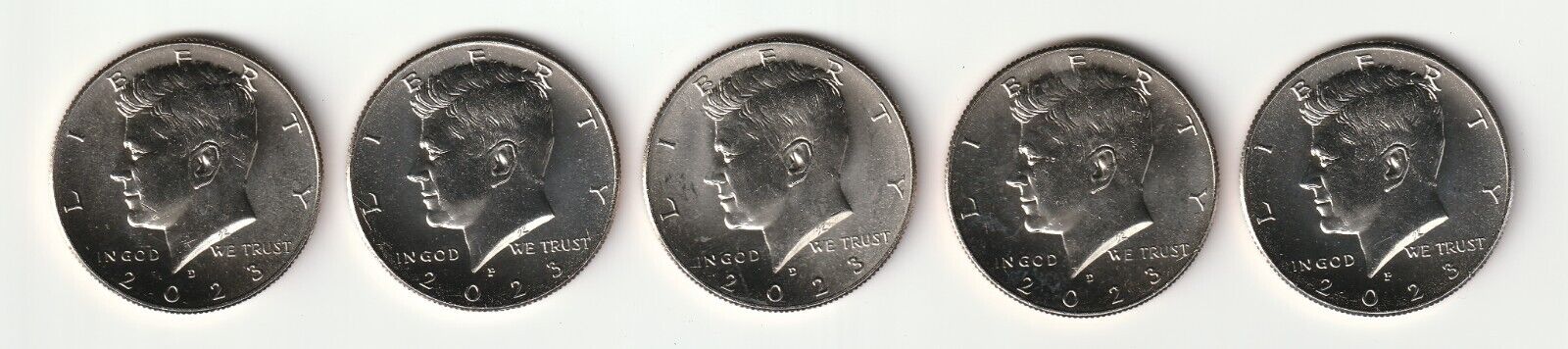 5x 2023 P & D Kennedy Half Dollar 50 Cent Uncirculated Copper-Nickel Clad Coins_2