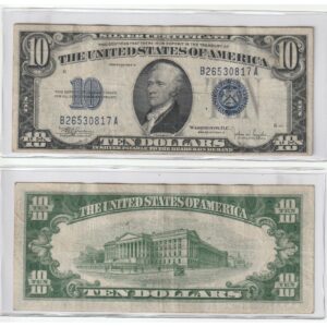 Rare 1934 $10 Ten Dollar United States Silver Certificate Blue Seal Bill