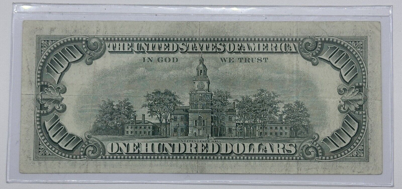 1966-A $100 One Hundred Dollar Red Seal United States Note + Rigid Sleeve