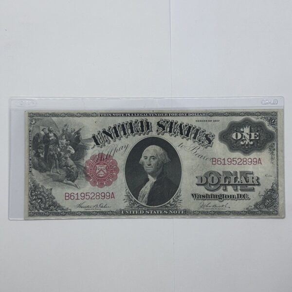 Rare 1917 $1 One Dollar US Legal Tender Large Note Red Seal Bill