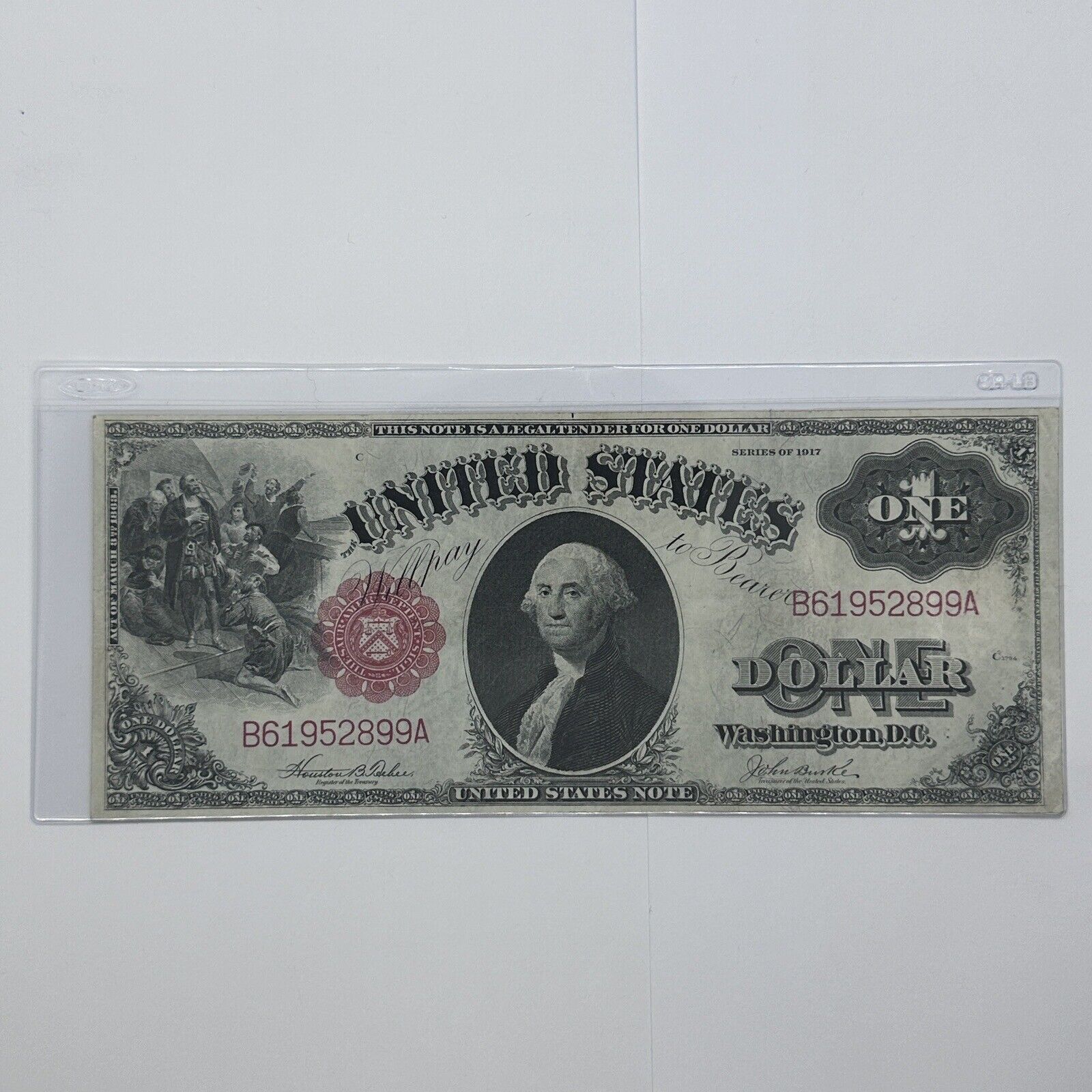 Rare 1917 $1 One Dollar US Legal Tender Large Note Red Seal Bill_4