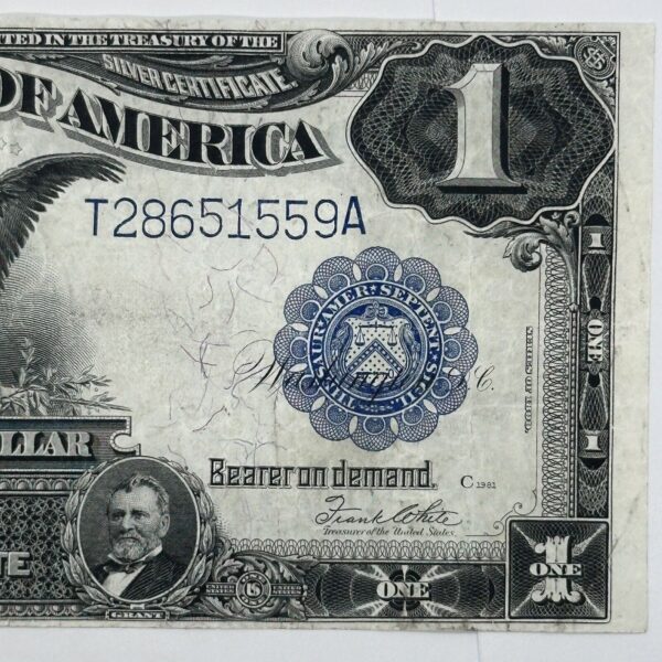 Rare 1899 $1 One Dollar US Silver Certificate Large Note Blue Seal Black Eagle