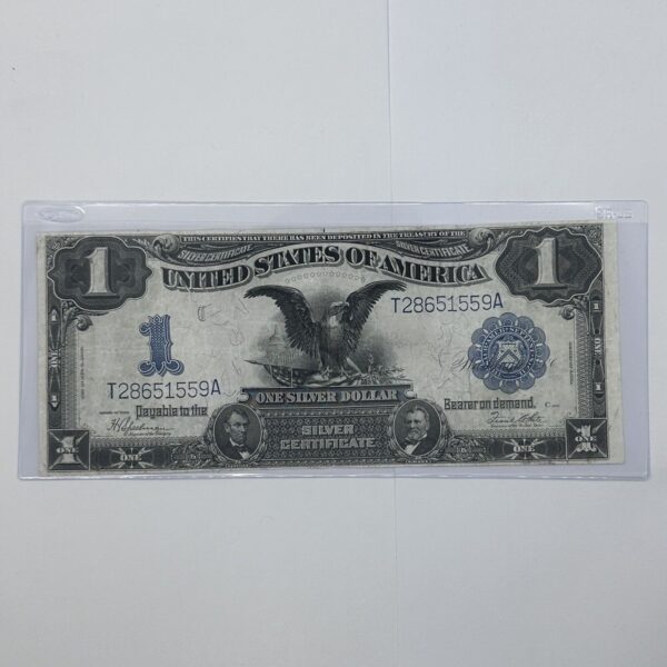 Rare 1899 $1 One Dollar US Silver Certificate Large Note Blue Seal Black Eagle