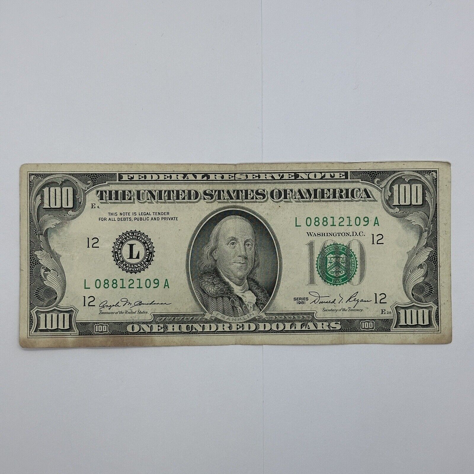 Rare 1981 “Small Face” $100 One Hundred Dollar Bill US Federal Reserve Note_3