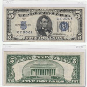 Rare 1934 $5 Five Dollar United States Silver Certificate Blue Seal Bill