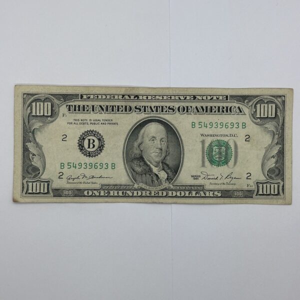 Rare 1981 "Small Face" $100 One Hundred Dollar Bill US Federal Reserve Note