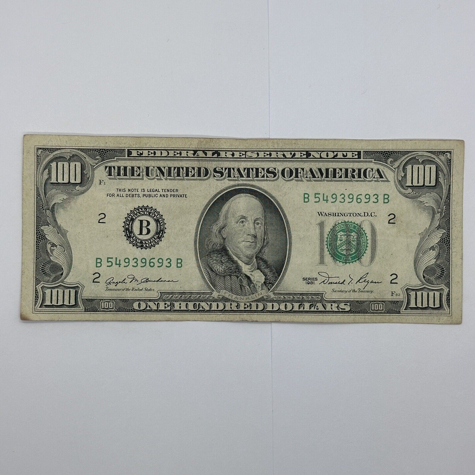 Rare 1981 “Small Face” $100 One Hundred Dollar Bill US Federal Reserve Note_3