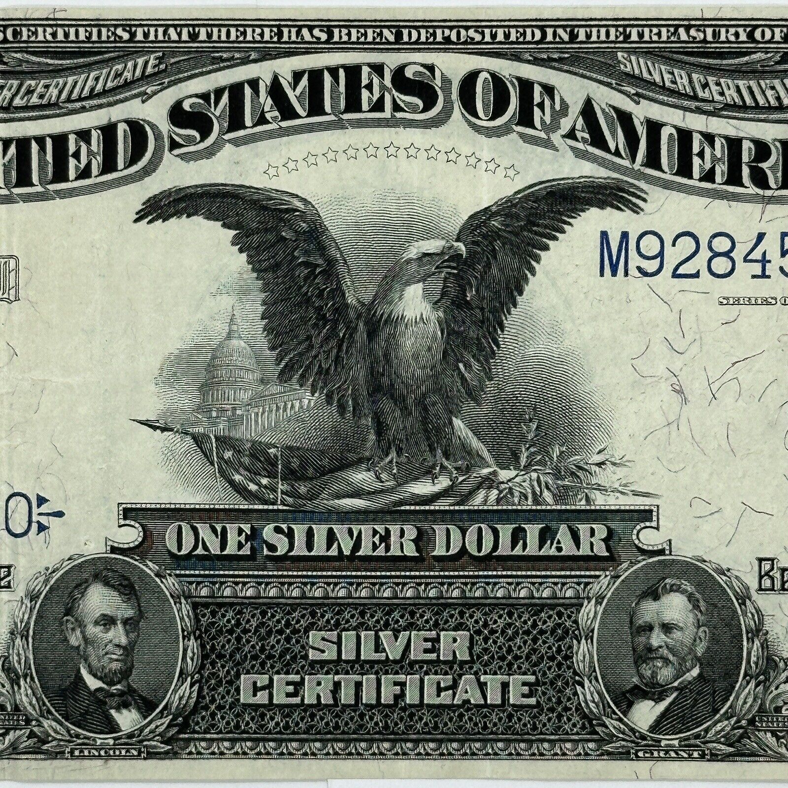 1899 $1 One Dollar US Silver Certificate Large Note Blue Seal Black Eagle