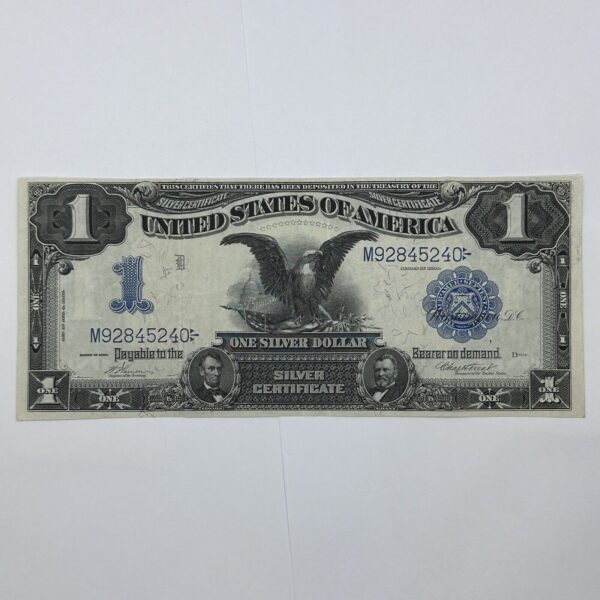 1899 $1 One Dollar US Silver Certificate Large Note Blue Seal Black Eagle