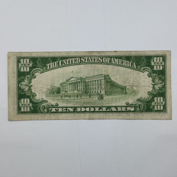 1928 B $10 Ten Dollar Federal Reserve Note Gold Clause Green Seal Bill