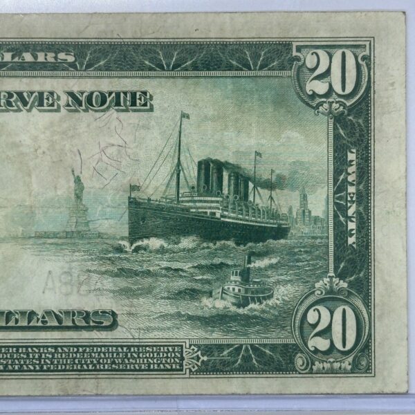 1914 $20 Twenty Dollar United States Federal Reserve Note Large Blue Seal Bill