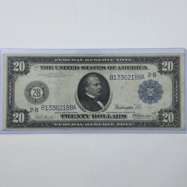 1914 $20 Twenty Dollar United States Federal Reserve Note Large Blue Seal Bill