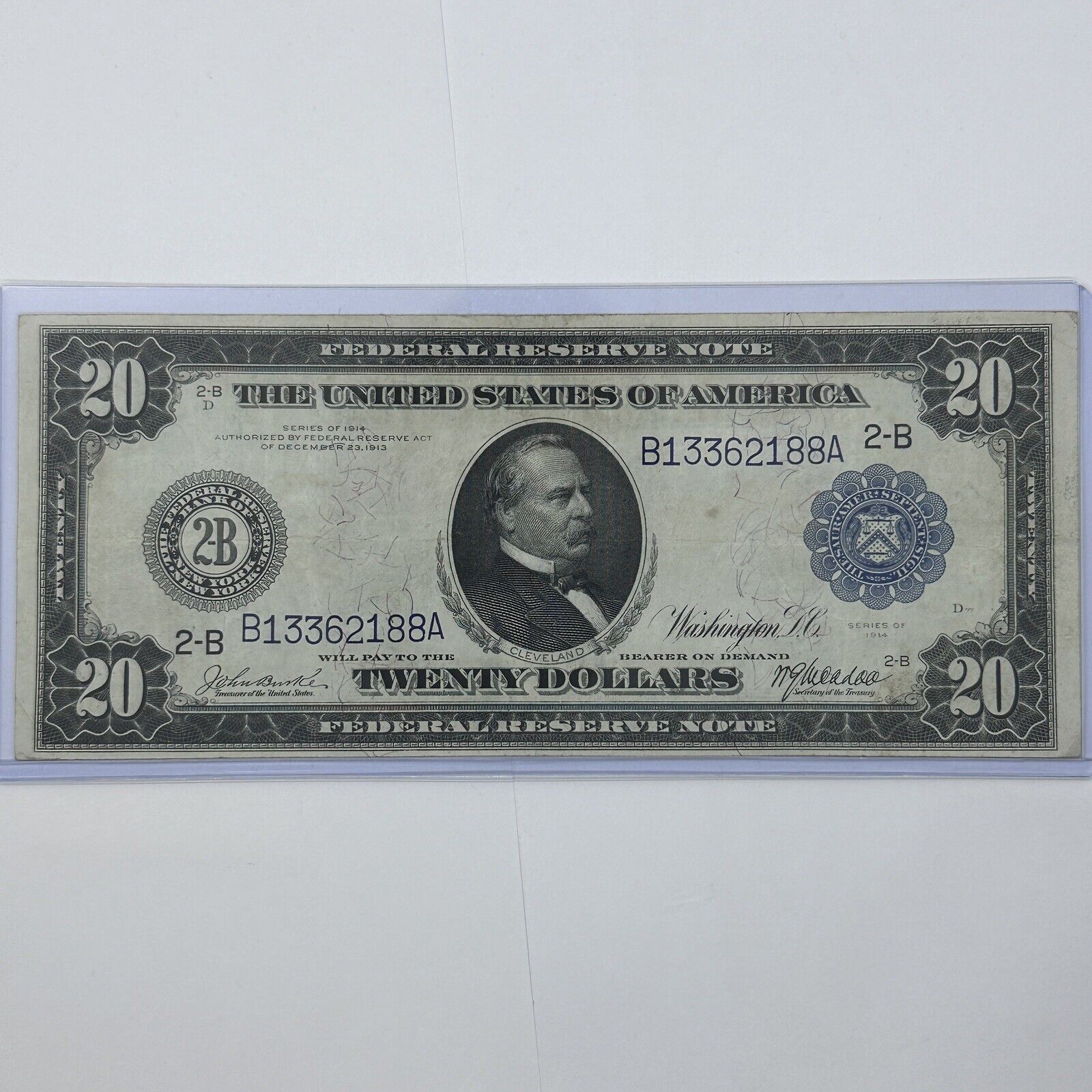 1914 $20 Twenty Dollar United States Federal Reserve Note Large Blue Seal Bill_6