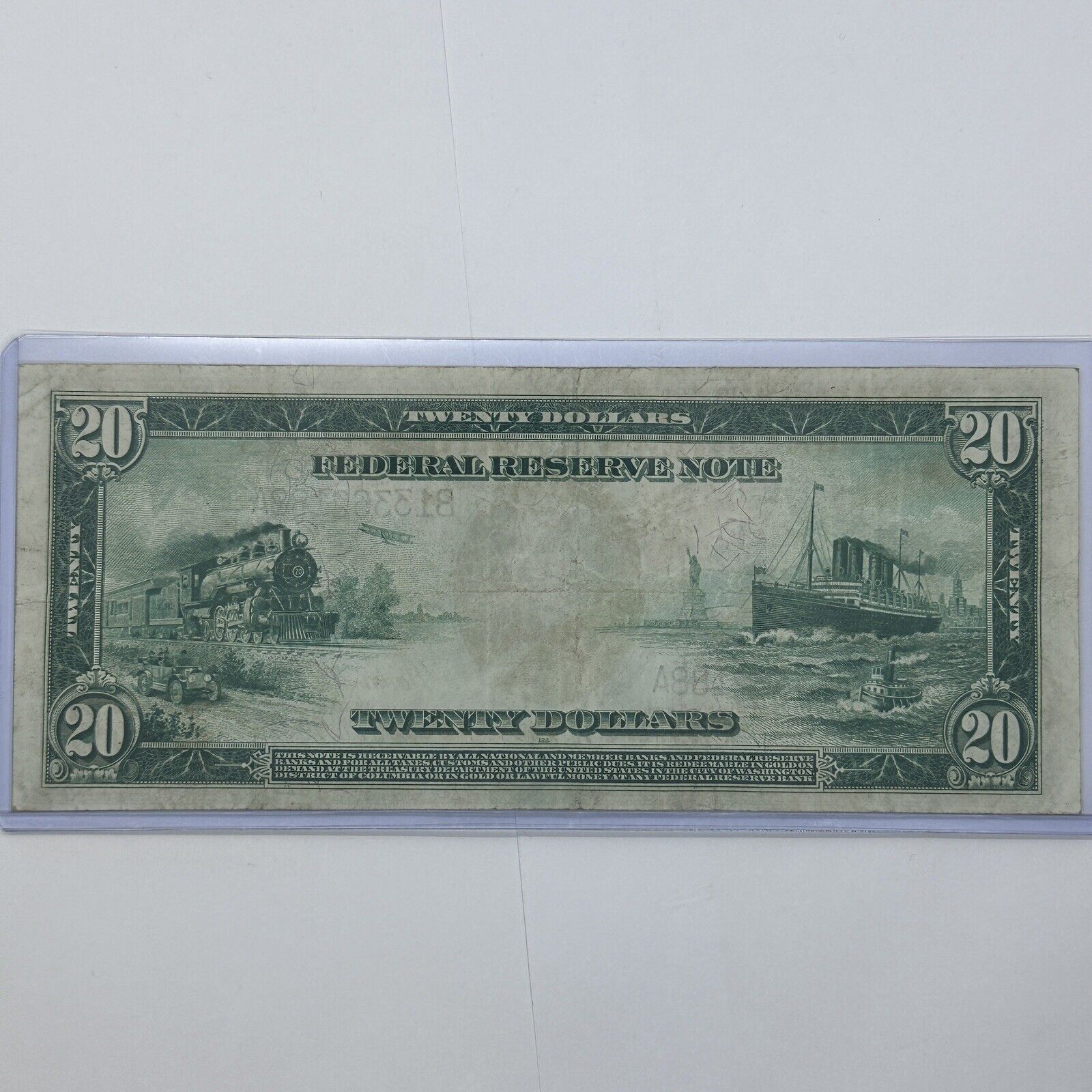 1914 $20 Twenty Dollar United States Federal Reserve Note Large Blue Seal Bill_7