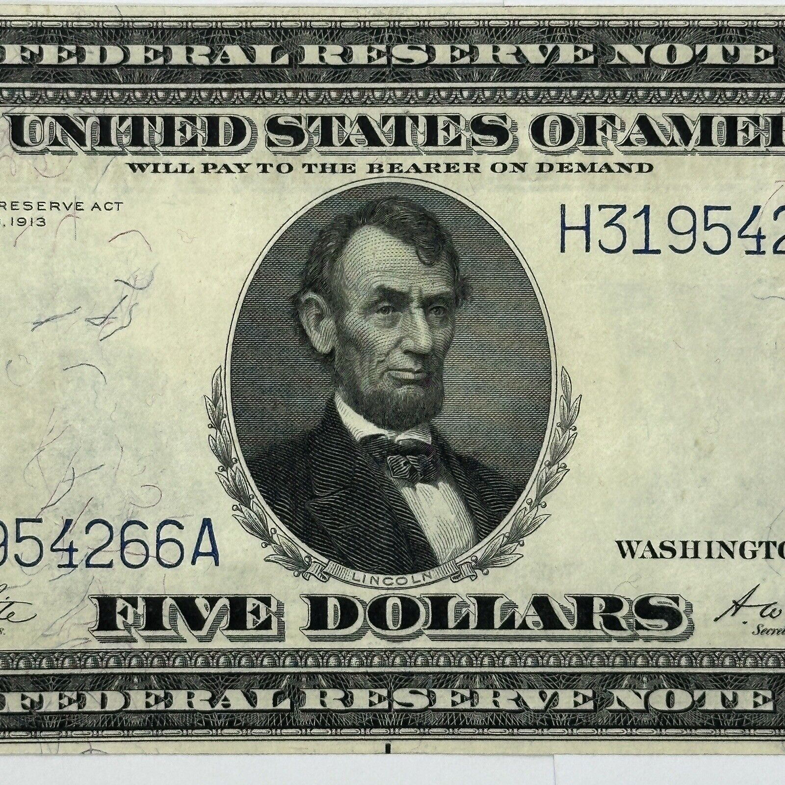 Rare 1914 $5 Five Dollar United States Federal Reserve Note Large Blue Seal Bill_1