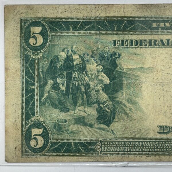 1914 $5 Five Dollar United States Federal Reserve Note Large Blue Seal Bill