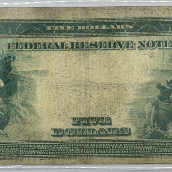 1914 $5 Five Dollar United States Federal Reserve Note Large Blue Seal Bill