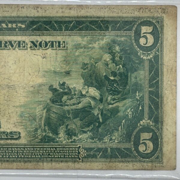 1914 $5 Five Dollar United States Federal Reserve Note Large Blue Seal Bill