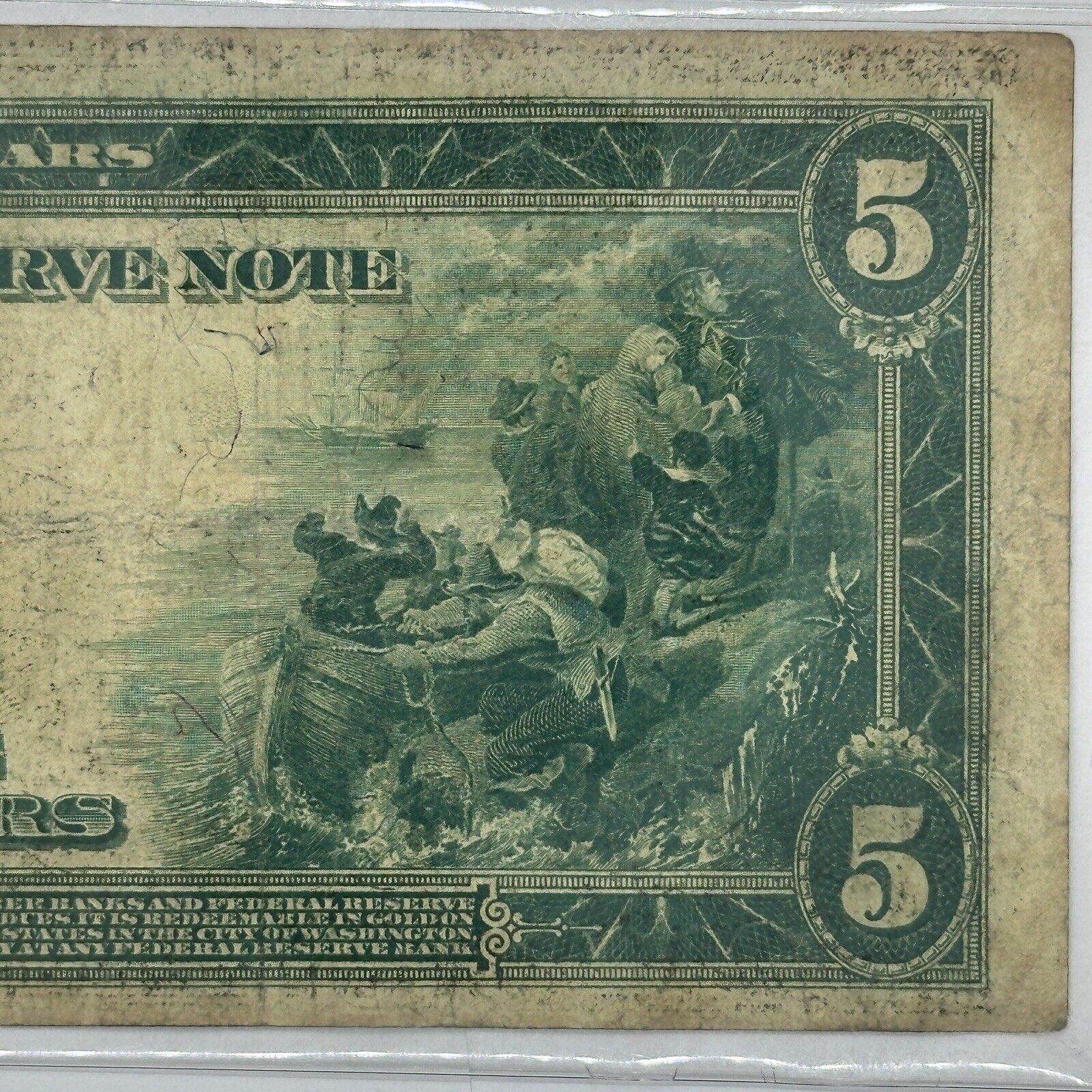 1914 $5 Five Dollar United States Federal Reserve Note Large Blue Seal Bill_5