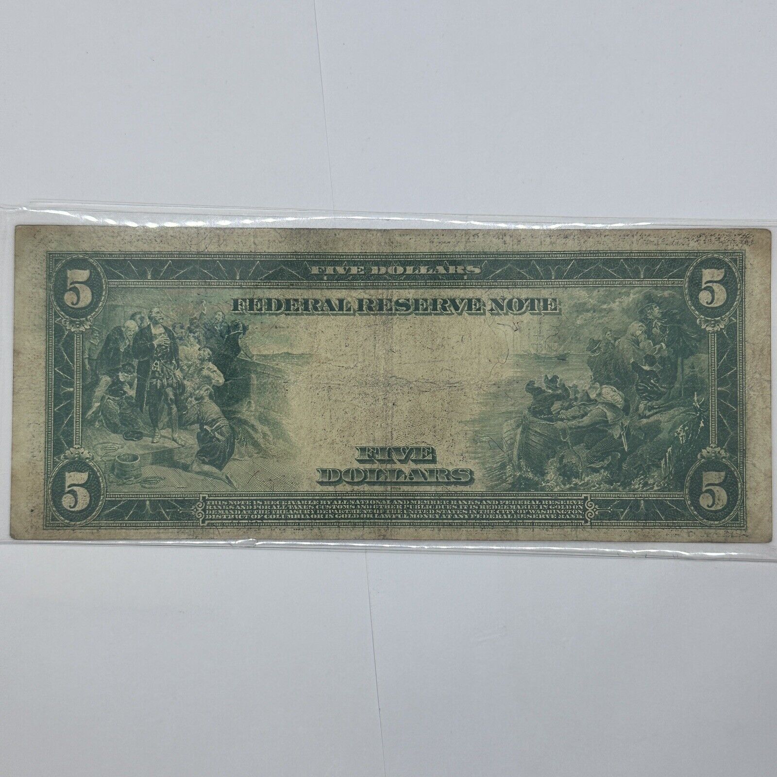 1914 $5 Five Dollar United States Federal Reserve Note Large Blue Seal Bill_7