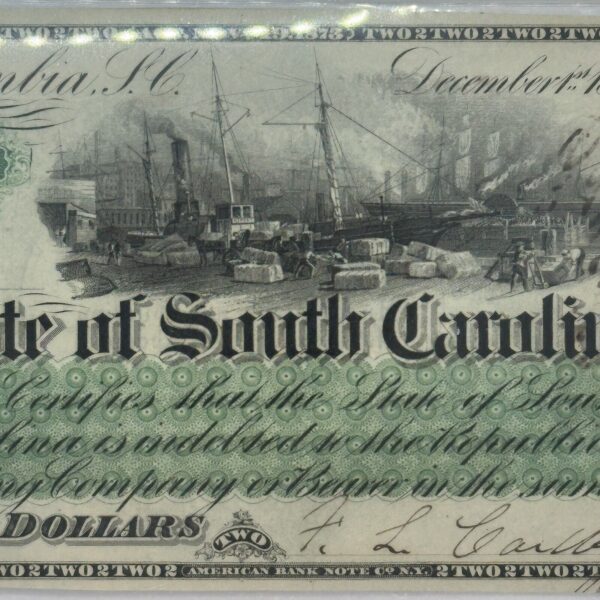 1873 $2 Two Dollar Bill State Of South Carolina Columbia SC Note Choice Unc 63