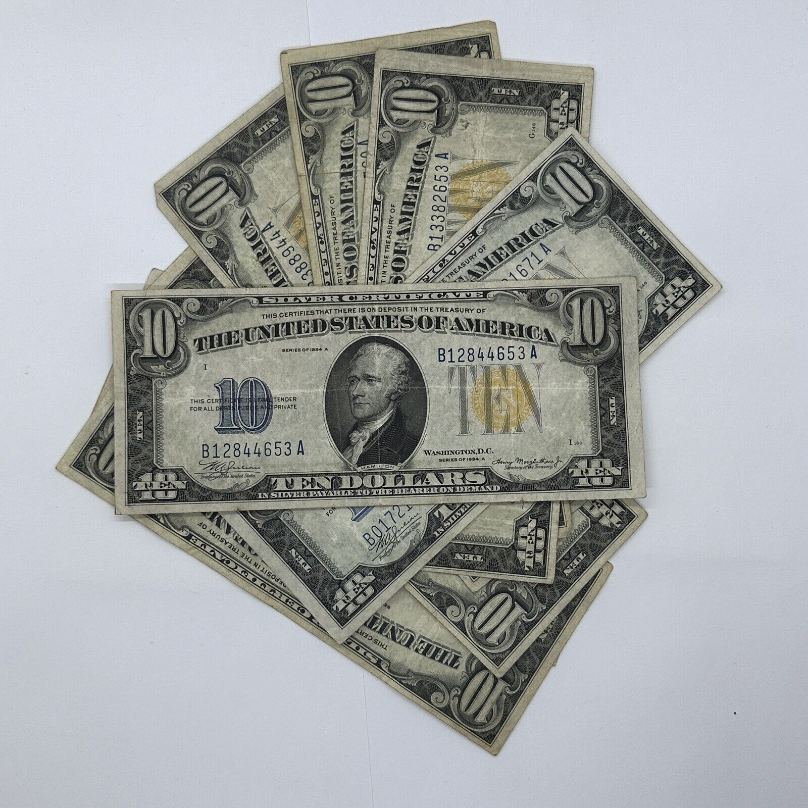 Rare 1934 Series $10 Ten Dollar Yellow Seal WWII N. Africa Emergency Silver Cert_0