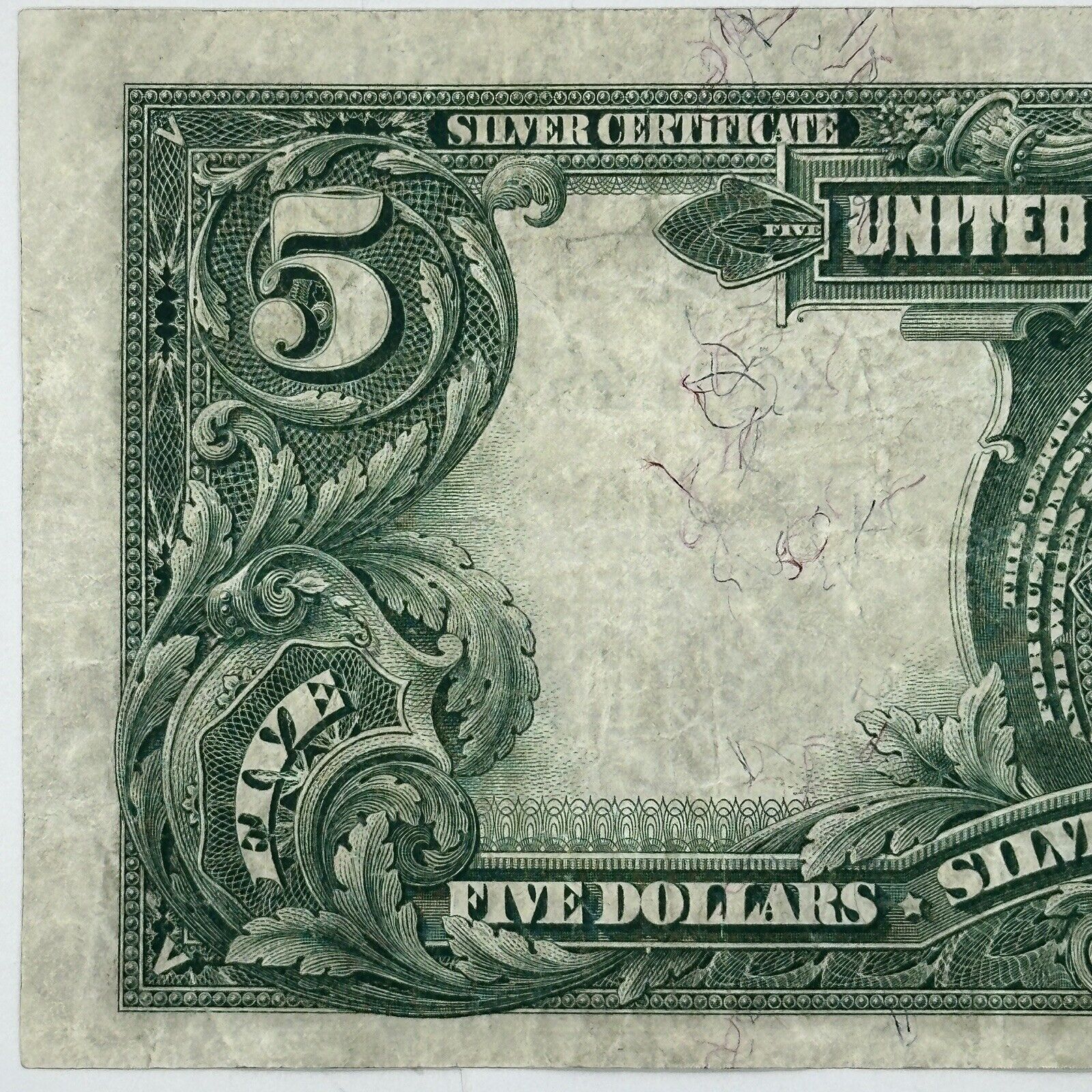 1899 $5 Five Dollar US Silver Certificate Large Note Blue Seal Indian Chief_5