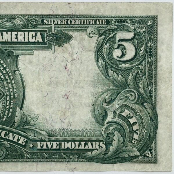 1899 $5 Five Dollar US Silver Certificate Large Note Blue Seal Indian Chief