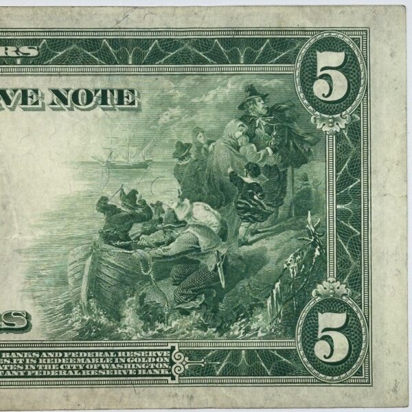 1914 $5 Five Dollar United States Federal Reserve Note Large Blue Seal Bill