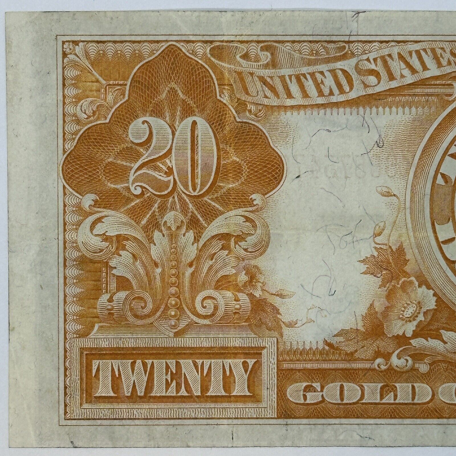 1922 $20 Twenty Dollar United States US Gold Certificate Large Sized Note_2