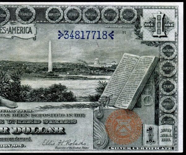 1896 $1 One Dollar United States Silver Certificate Educational Large Sized Note