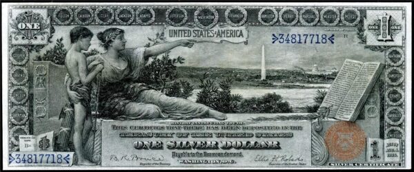 1896 $1 One Dollar United States Silver Certificate Educational Large Sized Note