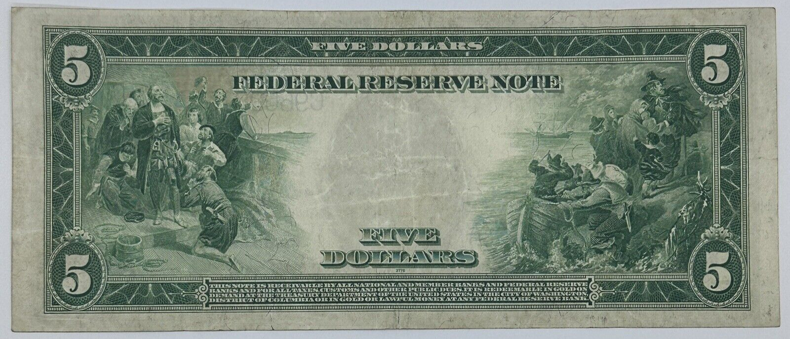 1914 $5 Five Dollar United States Federal Reserve Note Large Blue Seal Bill_1