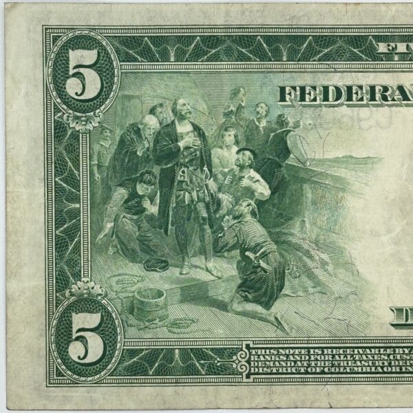 1914 $5 Five Dollar United States Federal Reserve Note Large Blue Seal Bill