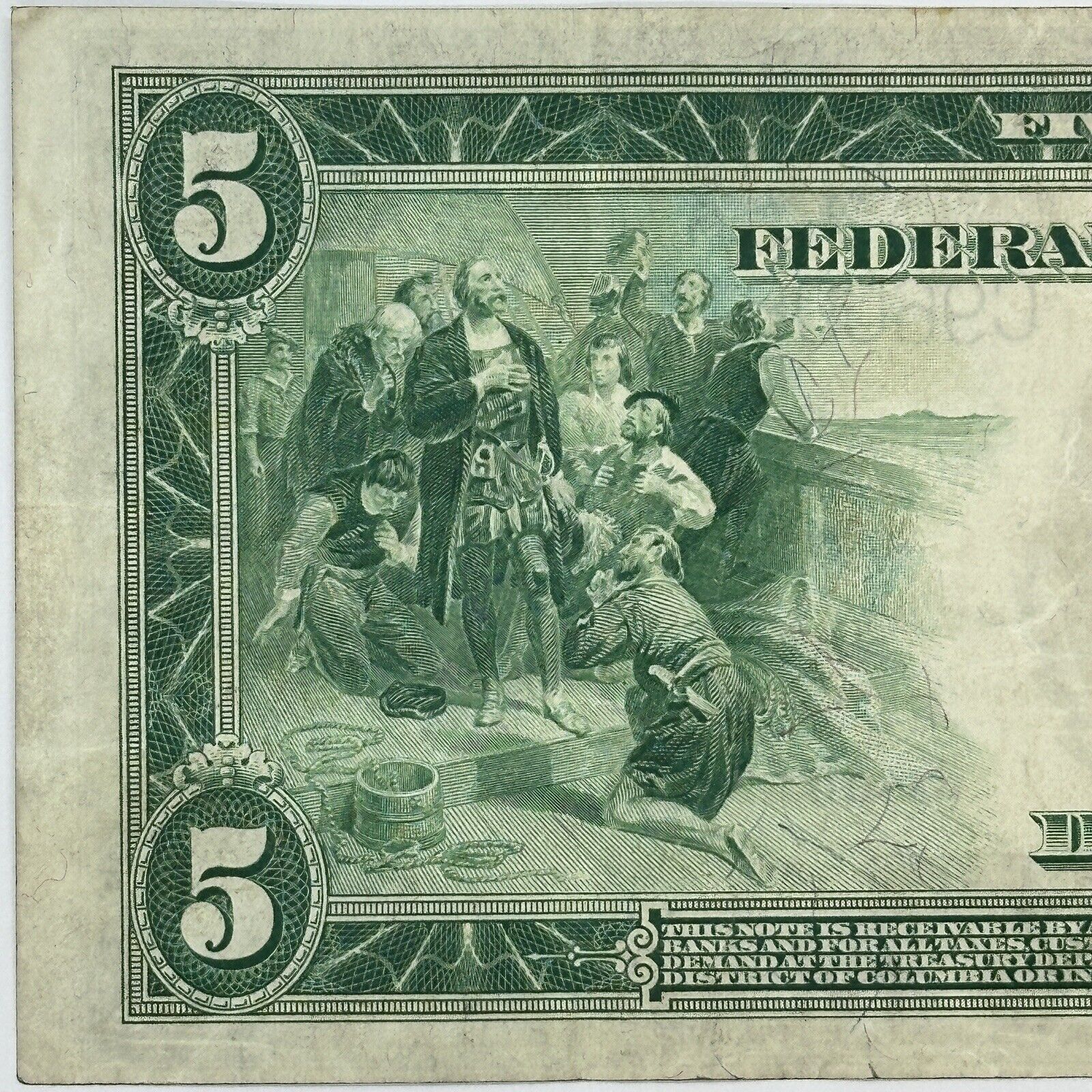 1914 $5 Five Dollar United States Federal Reserve Note Large Blue Seal Bill_5