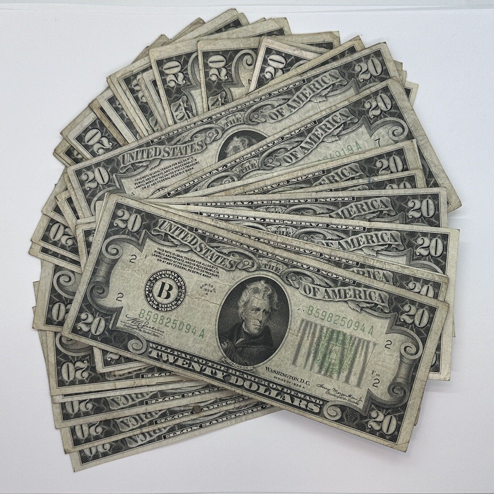 37x 1934 A $20 Twenty Dollar Bill Light Green Seal Federal Reserve Notes_0