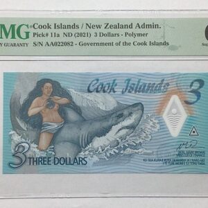 Cook Islands NZ $3 Dollars 2021 Polymer Bill Banknote PMG 68 EPQ