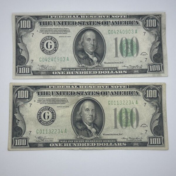 Rare 1934 Series $100 One Hundred Dollar Bill Federal Reserve Note