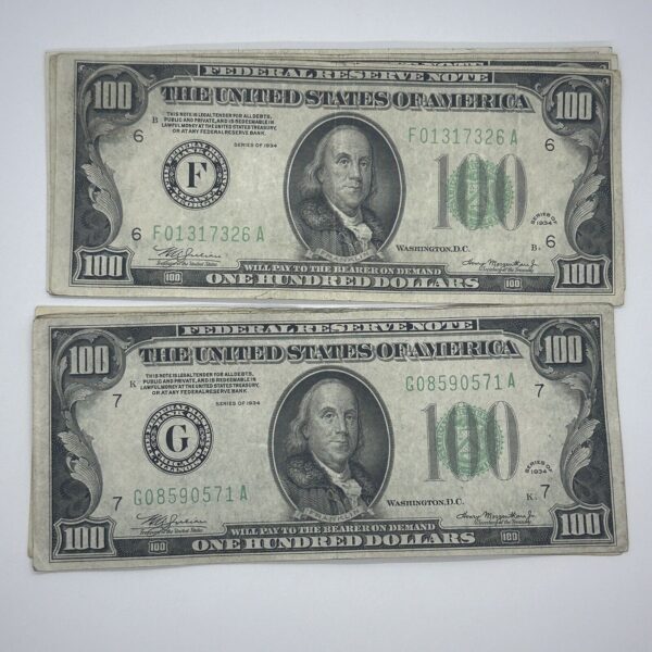 Rare 1934 Series $100 One Hundred Dollar Bill Federal Reserve Note