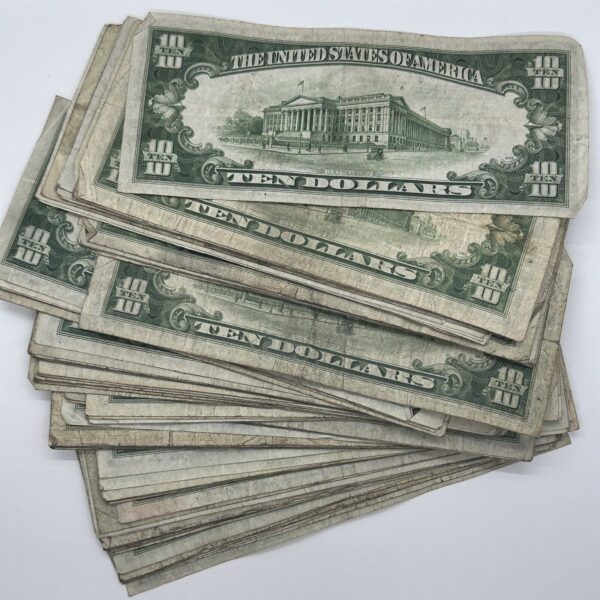 10x Rare 1934 Series $10 Ten Dollar Bill Light Green Seal Federal Reserve Note