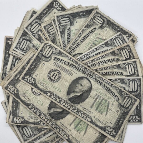 10x Rare 1934 Series $10 Ten Dollar Bill Light Green Seal Federal Reserve Note